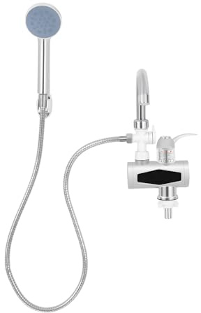 Rubinetto scaldacqua elettrico istantaneo - 3000 W - Con tubo del rubinetto, scaldabagno - Con schermo - Per cucina, giardino, bagno, camper