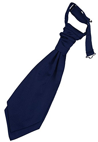 DQT Boys Plain Satin Pre-Tied Scrunchie Cravat - Wedding Pageboy Formal - Navy Blue