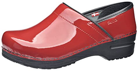 Sanita Patent | Zoccoli Professionali Chiusi | Zoccoli Artigianali Originali in Pelle Flessibile | Donna | Plantare Anatomico in Schiuma Morbida | Rosso | 38