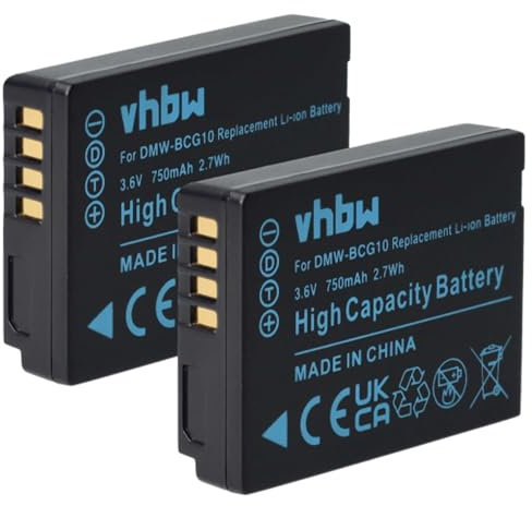 vhbw 2X Batterie Compatible avec Panasonic Lumix DMC-TZ7, DMC-TZ6, DMC-TZ31, DMC-TZ36, DMC-TZ8, DMC-TZ30 Appareil Photo (750mAh, 3,6V, Li-ION)