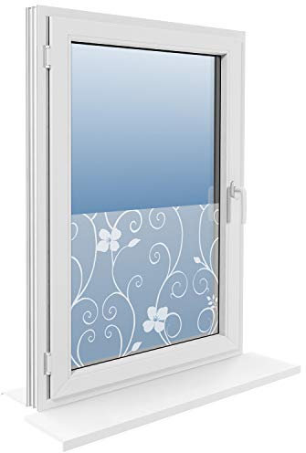 ROLLMAXXX Fensterfolie Statische Sichtschutzfolie Milchglasfolie Glasdekorfolie Selbstklebend (45x250cm, weißer Efeu)