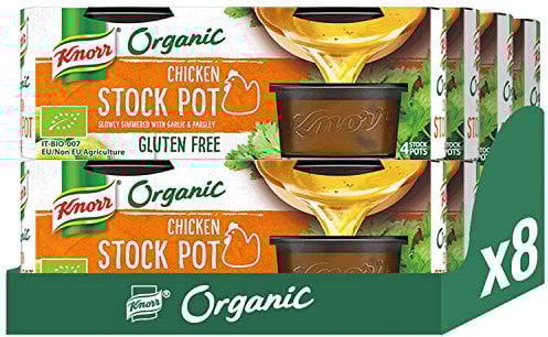 Knorr Organic Stock Pot Chicken, Rich And Delicious Taste, Gluten Free With Natural Flavours For The Perfect Family Meals, Stew And Soup Large Pack of 8 (104 g)