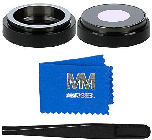 MMOBIEL Back Rear Camera Glass Lens Replacement Compatible with iPhone XR - 6.1 inch - 2018 - Incl. Double Sided Adhesive, Tweezer and Cloth - Black