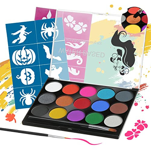 Janolia Body Painting, Trucco per Corpo e 15 Colori, Face Painting, Pittura Corpo Professionale, Coloranti Naturale e Sicuro, Caratterizzati da Feste, Halloween