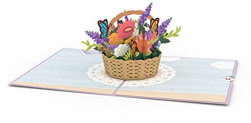 Lovepop® 3D Pop-Up Karte Muttertags-Blumenkorb Muttertagskarte mit buntem Blumenbouquet im Korb für Mama | inkl. Umschlag & Versteckfach für Geld & Gutscheine