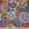 ABAKUHAUS Mandala Tissu au Mètre, Résumé Les motifs, Tissu en Microfibre Décoratif pour Textiles d’Art et d’Artisanat, 1M (230x100cm), Bleu Jaune Vert