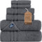 Hammam Linen 6 teiliges Grau Badetücher Set Original türkische Baumwolle Weiche, saugfähige und Premium Handtücher Set für Bad und Küche 2 Badetücher, 2 Handtücher, 2 Waschlappen (Cool Grey)