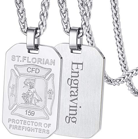 FaithHeart personalisierter Dog Tag Anhänger Schutzpatron Florian Anhänger Tailsman Amulett mit Geschenkebox für herren männer jungen