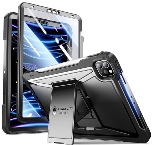 ZtotopCases iPad Pro 11 Case 2024/2021 with Screen Protector, Shockproof Dual Layer Full Protective Cover with Kickstand and Pencil Holder for 2024/2021 iPad Pro 11 Case 3rd Generation, Black