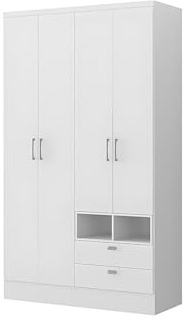 Vente-unique - Armoire Odilon - 4 Portes & 2 tiroirs - L.120 cm - Blanc