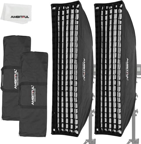 AMBITFUL 2PCS 30x120cm 12x47 Beehive Honeycomb Grid Strip Softbox Bowens Mount for Studio Flash