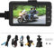Longzhuo 3 LCD Motorcycle Dash Cam Front & Rear 1080P + 480P, IP68 Waterproof Motorbike Camera with 120 Degrees Wide Angle, Dual Lens Loop Recording, Built-in Mic & UK Power (5V 2A)