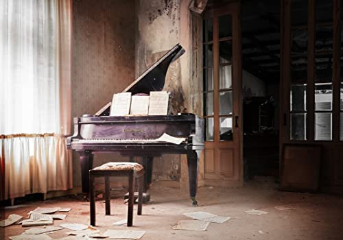 STYLER Leinwandbild Plum Piano 85 x 113 cm I Wandbild Leinwand Bild Wohnzimmer Schlafzimmer Esszimmer Wanddeko Home Kunstdruck Lost Place altes Klavier mystisch vintage Verschiedene Motive & Größen