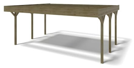 Vente-unique Carport pergola Double autoporté en Bois traité - 2 Voitures - 30 m² - Ariane
