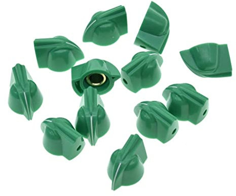 Dopro 12 Stück 0,64 cm Universal-Vintage-Mini-Huhnkopf-Knöpfe, kleine Größe, für Gitarre, Bass, Potentiometer, Verstärker, Knauf, Effektpedal, Hühnerkopf-Knöpfe mit Stellschraube, Grün