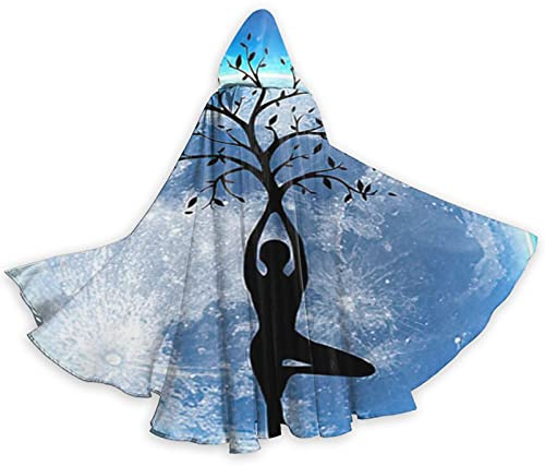 Kapuzenumhang Blau Sternenhimmel Mutter Erde Pflegen Sie den Baum des Lebens Langer Umhang mit Kapuze Männer Verkleidung Halloween Frauen Kapuzenumhang, für Karneval, Familienfeier