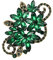 EVER FAITH Broche Elégante Strass Cristal Vintage Inspiré de Fleur Cluster Marquise Broche pour Vêtements Vert Ton Antique Or