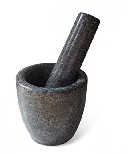 QPZK Natural Granit Mörtel Und Stößel Set Kitchen Gewürze Pestoschleife, Steinschleiferschale Für Guacamole, Salate, Kräuterbrecher, Mahlen Und Quetschgewürze Und Nüsse Grey