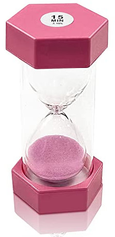 Sablier à minuterie, Sablier Enfant, Minuteur Sabliers, Sablier Sécurité Enfant, Coloré Sablier Sable Horloge Minuteur, Minuterie de Cuisine, décoration de Bureau à Domicile,15 Minutes, Rose
