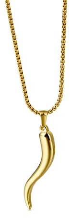 YAHOYA ITALIENISCHES Horn Halskette, Edelstahl Italienischer Cornicello Charm Anhänger Halsketten, Unisex Männer und Frauen Schmuck