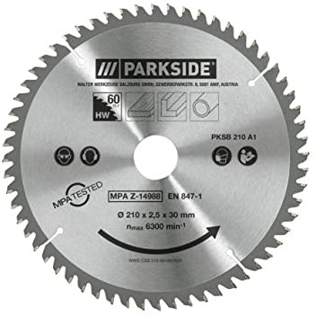 Parkside 60 Teeth Circular Saw Blade for Wood, Plastic, Aluminium