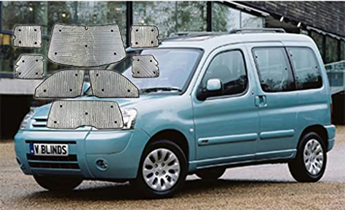Covprotec Kit de persianas térmicas para ventanas compatibles con Citroën Berlingo (años 1996–2007) - Juego de persianas delanteras - Color trasero: negro