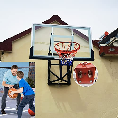 DAKAJA Basketballkorb Basketballkörbe Zur Wandmontage, 10 Fuß Verstellbar, Hochleistungs-Basketballkörbe und -Tore, Universelles Rückwandset für Die Gartenauffahrt Im Freien