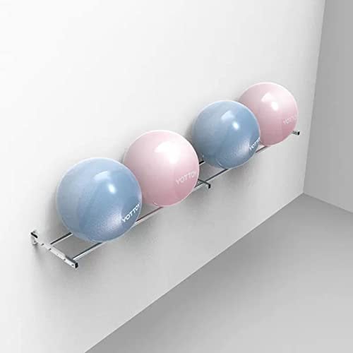 LUCEAE Wall Mount Yoga Ball Storage Holder Organizer, Metal Yoga Ball Display Stand for Home Gym/Studio/Schools/Commercial, Silver