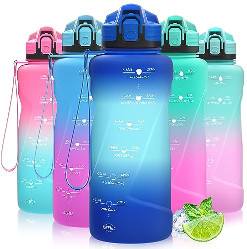 Coolfel Gourde, 500ml/700ml/1l/1,5l/2l, Sport Gourde, Bouteille d'eau Reutilisable Étanches sans BPA Plastique avec Marqueur de Temps pour Running, Randonnée, Camping