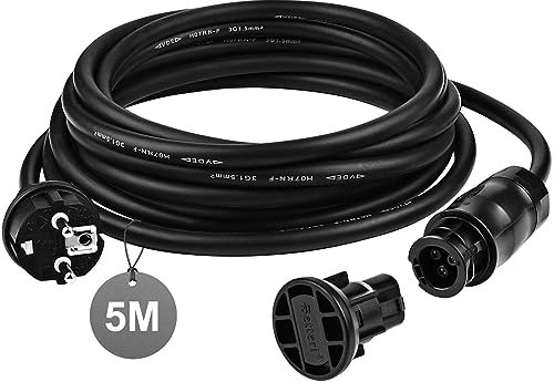 EXLECO 5M 1,5mm² Balkonkraftwerk Kabel AC Solar Wechselrichter Verlängerungkabel mit Betteri Endkappe PV 2 Polig Wechselrichter Anschlusskabel mit Stecker Betteri BC01 Buchse auf Schuko Stecker IP44