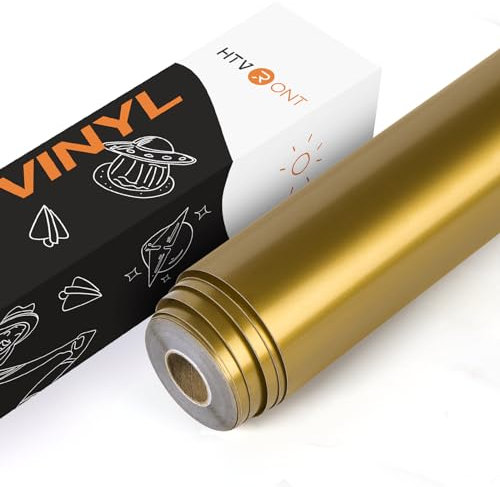 HTVRONT Vinylfolie Plotter Selbstklebend Rolle, 30.5cm x 762cm Glänzend Gold Vinylfolie Plotter für Bastelprojekte, Schilder, Scrapbooking