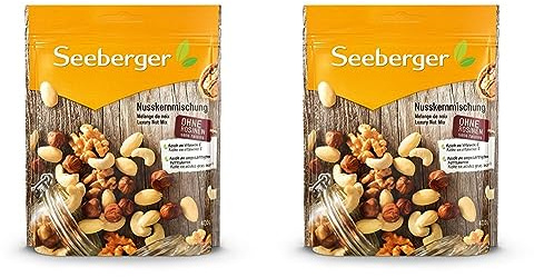 Seeberger Nusskernmischung: Pure Nuss-Mischung aus knackigen Haselnusskernen, Mandeln, Walnüssen & Cashewkernen - intensives Nuss-Aroma, glutenfrei (1 x 400 g) (Packung mit 2)