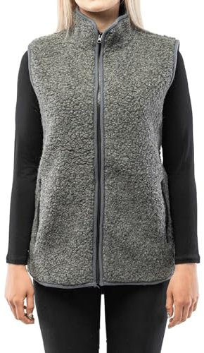 Perfect Wool - Weste Wolle - Merino Weste Damen und Herren - Warm und Weich - Sportweste für Herbst und Winter, mit Stehkragen, Reißverschluss und Taschen - Grau - Größe XL