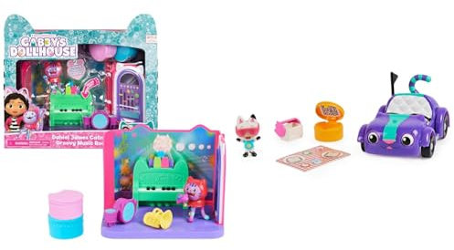 Gabby's Dollhouse Gabby et la Maison Magique - Playset Deluxe La Salle De Musique DJ Miaou & Gabby et la Maison Magique - Vehicule Chabriolette - Véhicule avec 1 Figurine Et 2 Accessoires