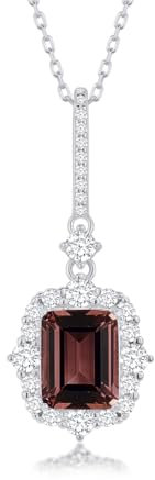 DANIEL CLIFFORD 'Jessica' Damen Halskette Silber 925 Anhänger Zirkonia Kristall rosa 45cm filigrane Silberkette kleiner Kristallanhänger Kette dünn pink