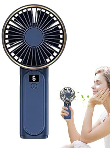 Ventilador recargable portátil – Ventilador de refrigeración recargable portátil alimentado por pilas, pequeño ventilador portátil con pantalla digital, ajuste de 6 velocidades, ventilador de cuello