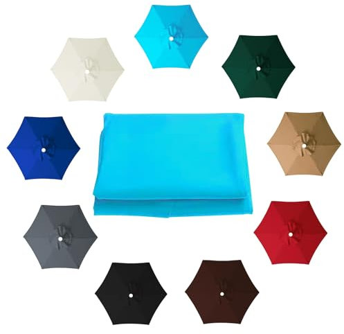 GUOGLZ Toile De Rechange Pour Parasol De Terrasse À 6 Baleines, 2.0m/2.7m/3.0m Bâche De Remplacement Pour Parasol Déporté, Grand Housse De Rechange Imperméable(Lake Blue,3.0m(9.8ft))