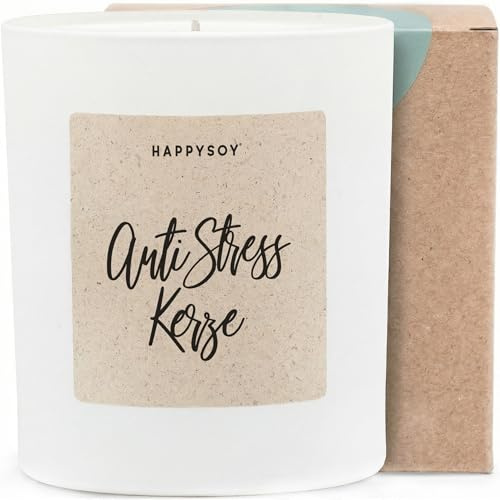 Anti Stress Kerze - Duftkerze mit Spruch als liebevolle Geschenkidee zur Aufmunterung, Geschenk für Kollegin, Freundin, gestresste Frauen, Kerze im Glas mit blumigem Duft