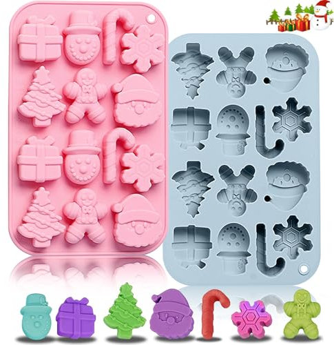 2 Piezas Moldes de Silicona Navidad,Molde de Pastel Arbol Navidad,Molde de chocolate de Navidad,Molde para Hornear,Moldes para Tartas,para tartas, postres,chocolate,pudín y gelatina (B)