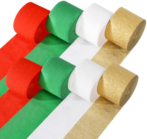 OOTSR 8rollen Weihnachten Krepppapier für Partei Dekoration Bunt Gold Grün Krepppapier Weihnachten Banner und Hhängende DIY Geburtstags Deko(4.5cm x25m)