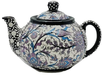 Teiera Turca Etnica Artigianale in Ceramica con Decoro a Rilievo - Un Tesoro per la Tua Tavola Tunisia Marocco Etnico del Mondo 0907241612