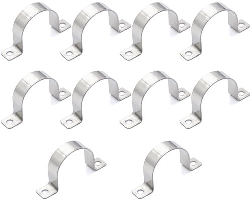 Lot de 10 colliers de fixation - 40 mm - Colliers de serrage lourds en U - 40 mm - Collier de serrage à double trou - En acier inoxydable - Pour pipeline, conduite électrique, tubes vides - 40 mm