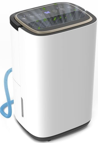 Déshumidificateur de sous-sol 5000 m² avec compresseur pour grandes pièces – Contrôle intelligent de l'humidité avec tuyau de vidange – Mode Dehu/Sec/Air, affichage LED, minuterie, verrouillage enfant
