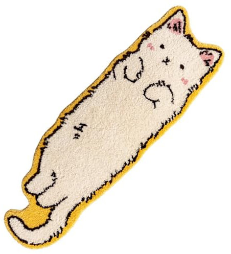 CAKEEYUM Katzen-Badezimmer Teppich 15.8x47.2 '' Verdickte weiche Katzenbadematte mit einem Schlittenbodenboden, schnell trocknendem Süßkatteppich für Badezimmer, Wohnzimmer und Nachtkatze Teppich K