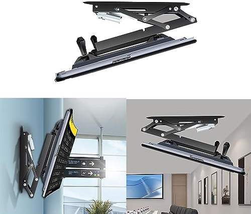 Soporte de montaje de TV de techo ajustable, soporte de TV motorizado, soporte de TV de techo abatible hacia abajo de 0-85 ° Elevador de TV desplegable oculto, elevador de TV eléctrico con elevación a