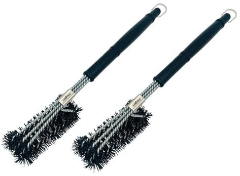 Grillfürst 2X Grillbürste mit Nylonborsten, 45 cm - Grill Reinigungsbürste für Effekte Kaltreinigung von Grillrost, Grillrost Bürste mit langem 3-Fach Bürstenkopf