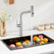 DOKKOME Küchenarmatur Ausziehbar Wasserhahn Küche Bad Küchenarmatur Mischbatterie Küche Spültischarmatur Armaturen für Küchen Kitchen Faucet 3 Strahlarten Silber