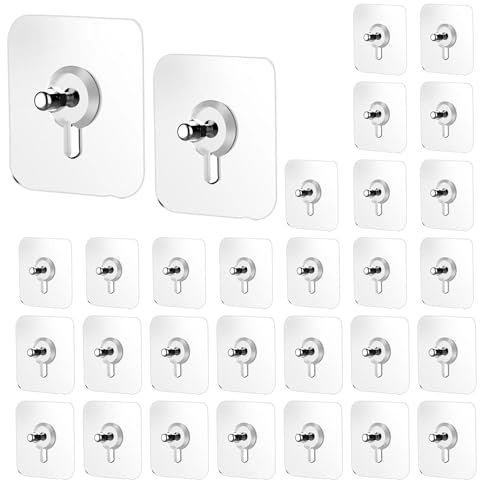 Pixaro 30 Stück Bilderhaken Selbstklebend - Transparente Klebenagel, Klebeschrauben Bilder Aufhängen Ohne Bohren, Klebenägel für Bilderrahmen, Küche, Schlafzimmer, Badezimmer, Bis zu 5kg Belastung