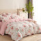 Tospass Blumen Bettwäsche 135x200cm Weiß Rosa Rot Herz Floral Bettwäsche Set Pflanzen Blätter Mädchen Bettbezug Mikrofaser Wende Bettwäsche 1 Deckenbezug mit Reißverschluss 1 Kissenbezug 80x80cm