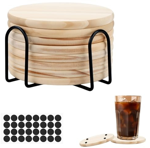 8 Stück Untersetzer Holz Rund Coasters Holzuntersetzer Getränke Glass Tassenuntersetzer Scheibenuntersetzer für DIY Architekturmodelle Zeichnung Malerei Holzgravur Holzbrennen Handwerk